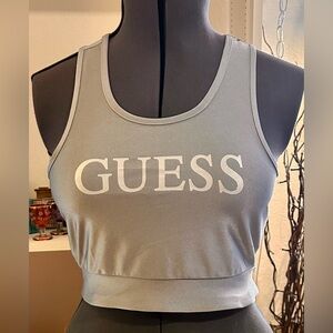 Guess Sports Bra Size XL Women Active Top silver. Logo across chest- NWOT